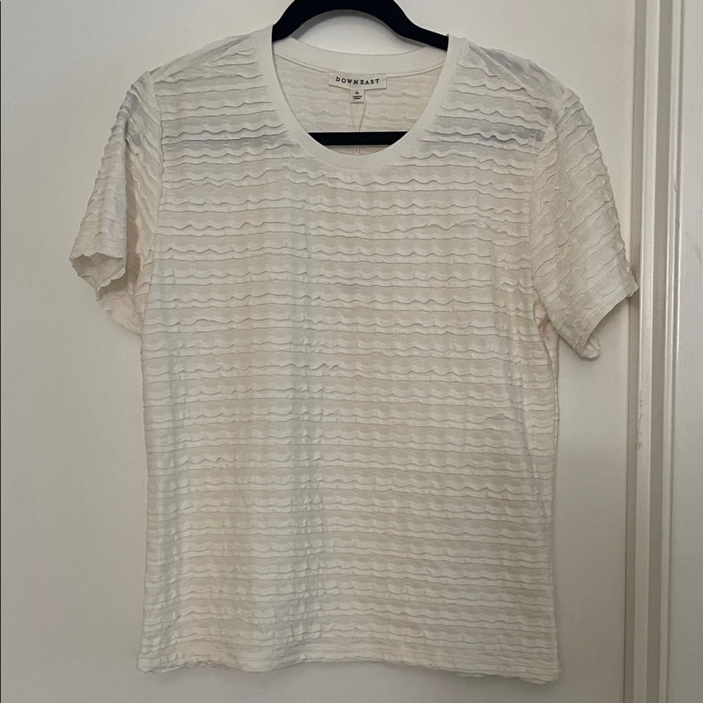 DownEast Women's Short Sleeve Cream Top